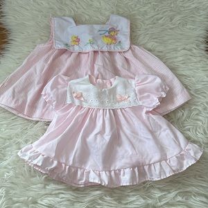 Lot of 2 Vintage Pink Baby Girl Dresses